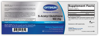 S Acetyl Glutathione (Superior Oral Activity) 100mg, 60 Capsules